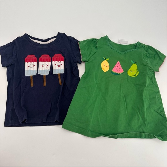 Hanna Andersson Fruit & Popsicle Short Sleeve Tees Lot of 2 100 4 4T FLAW - Picture 1 of 5